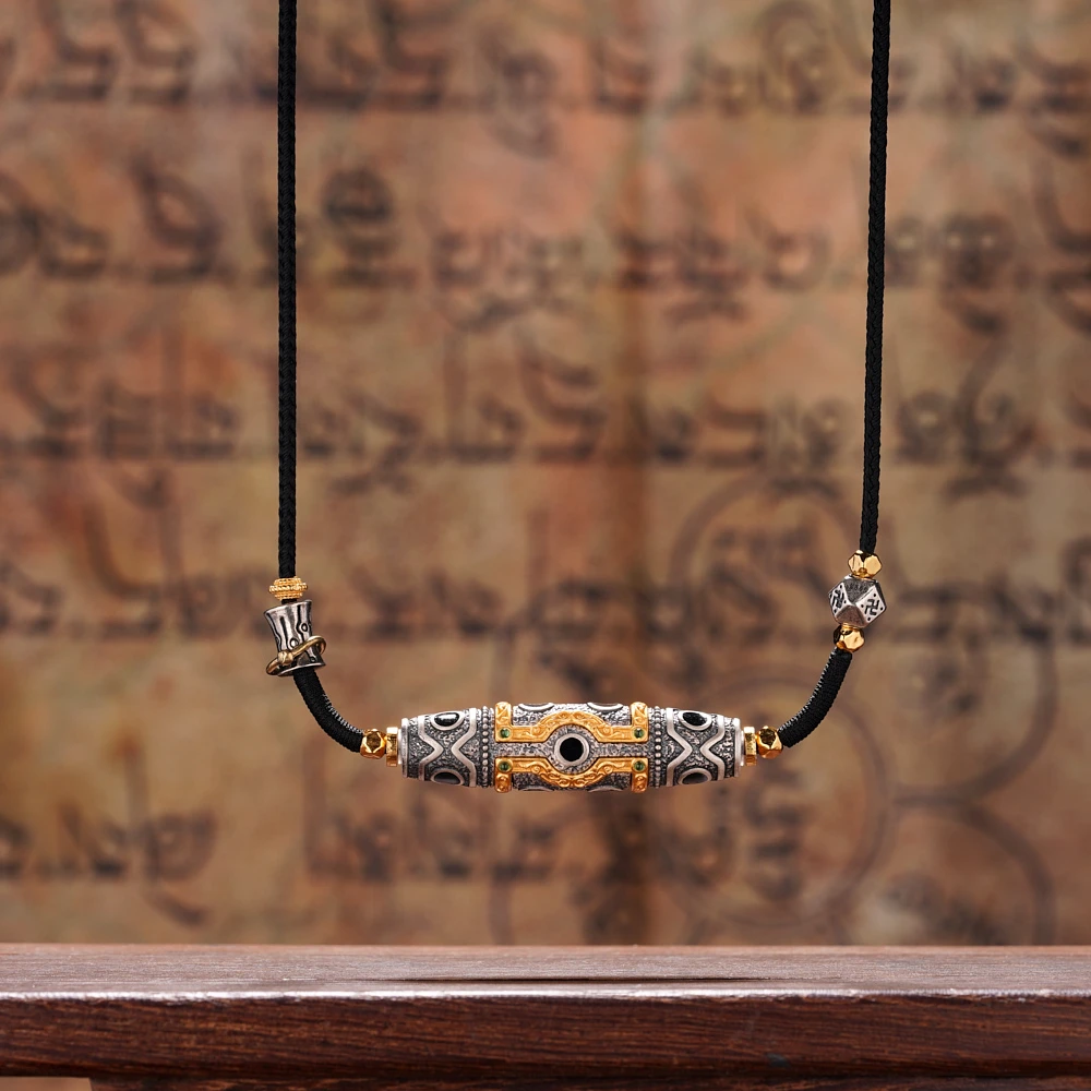 925银银制品 【云丹拉姆】古法银镶十三眼吊坠多样性发其一