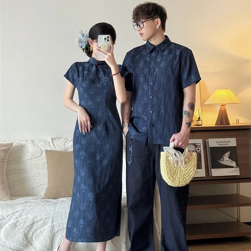 民国风情侣装一裙一衣2025新款夏季新中式复古气质显瘦旗袍连衣裙