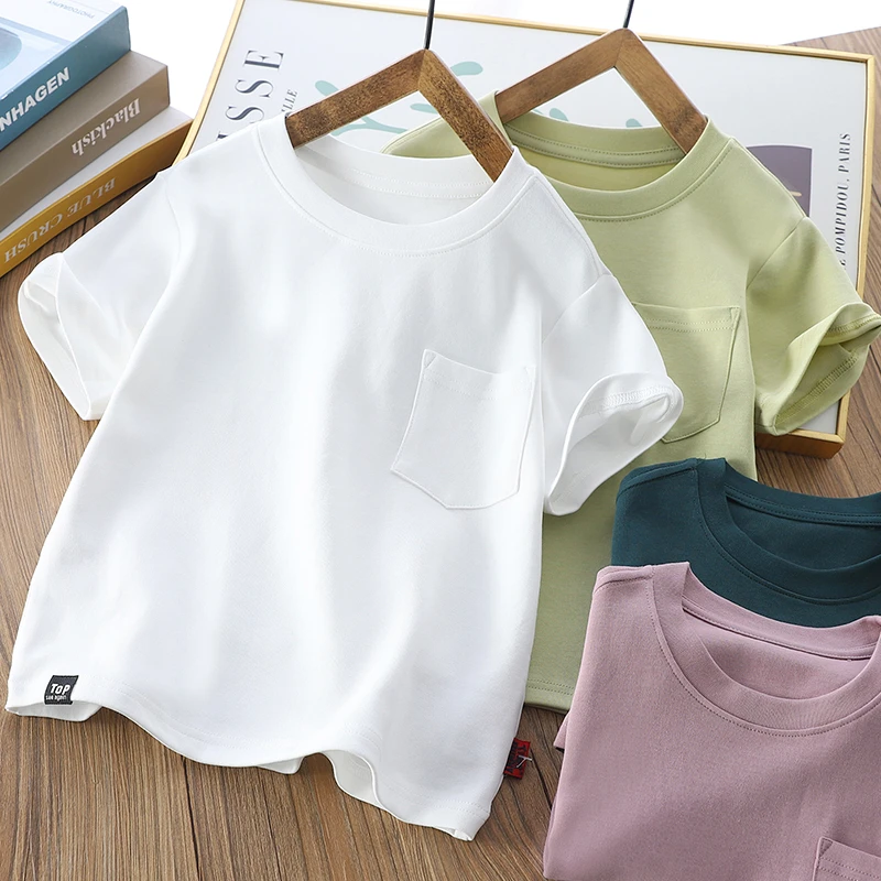 男童短袖T恤薄款儿童纯色上衣夏装2025新款中大童男孩半袖体恤衫