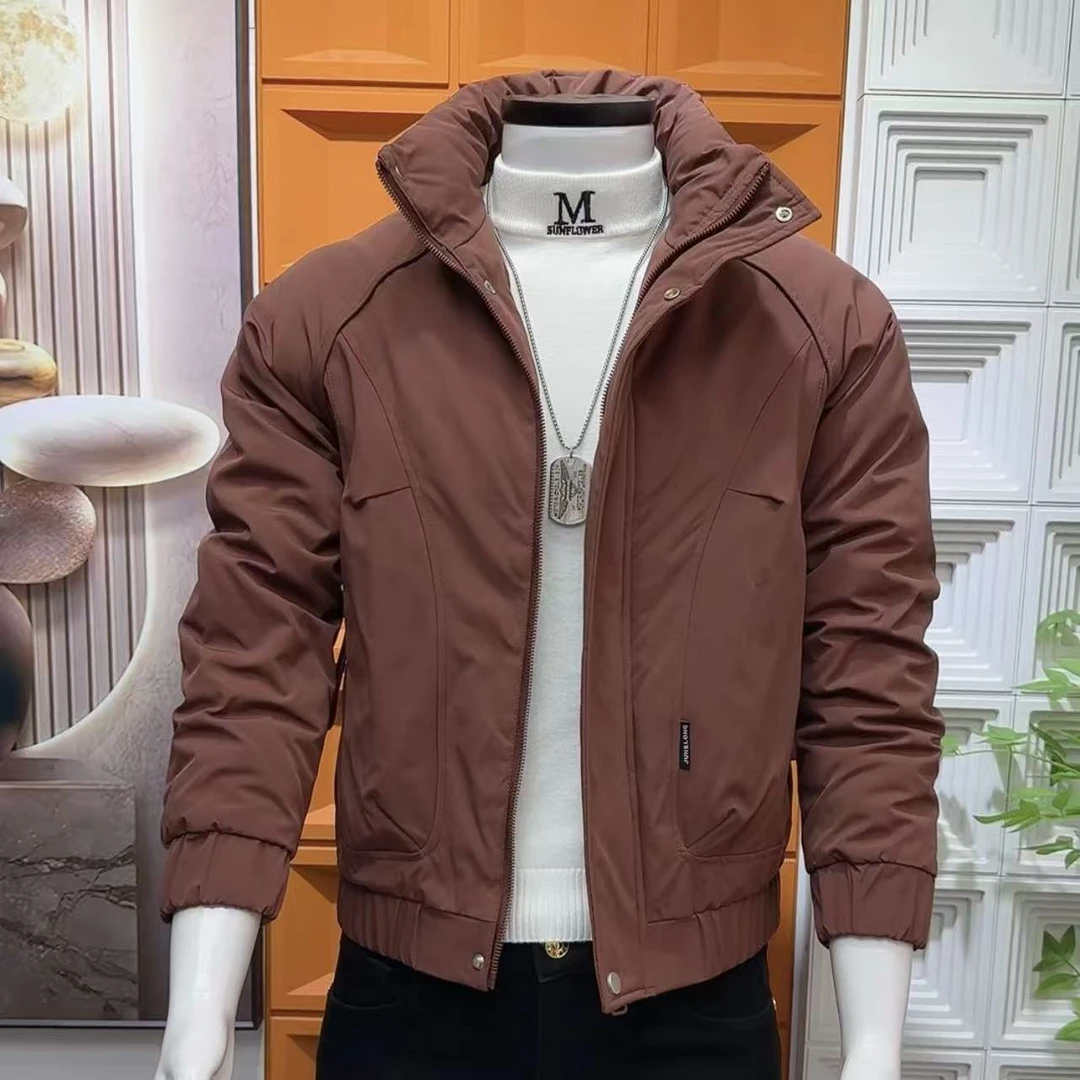 时尚潮牌男士冬款保暖棉服外套简约大气修身百搭棉衣休闲立领韩版