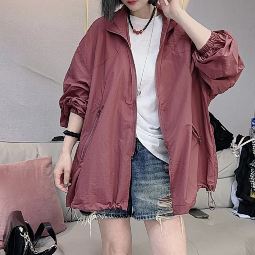 新款时尚潮流休闲慵懒风立领防晒衣9697