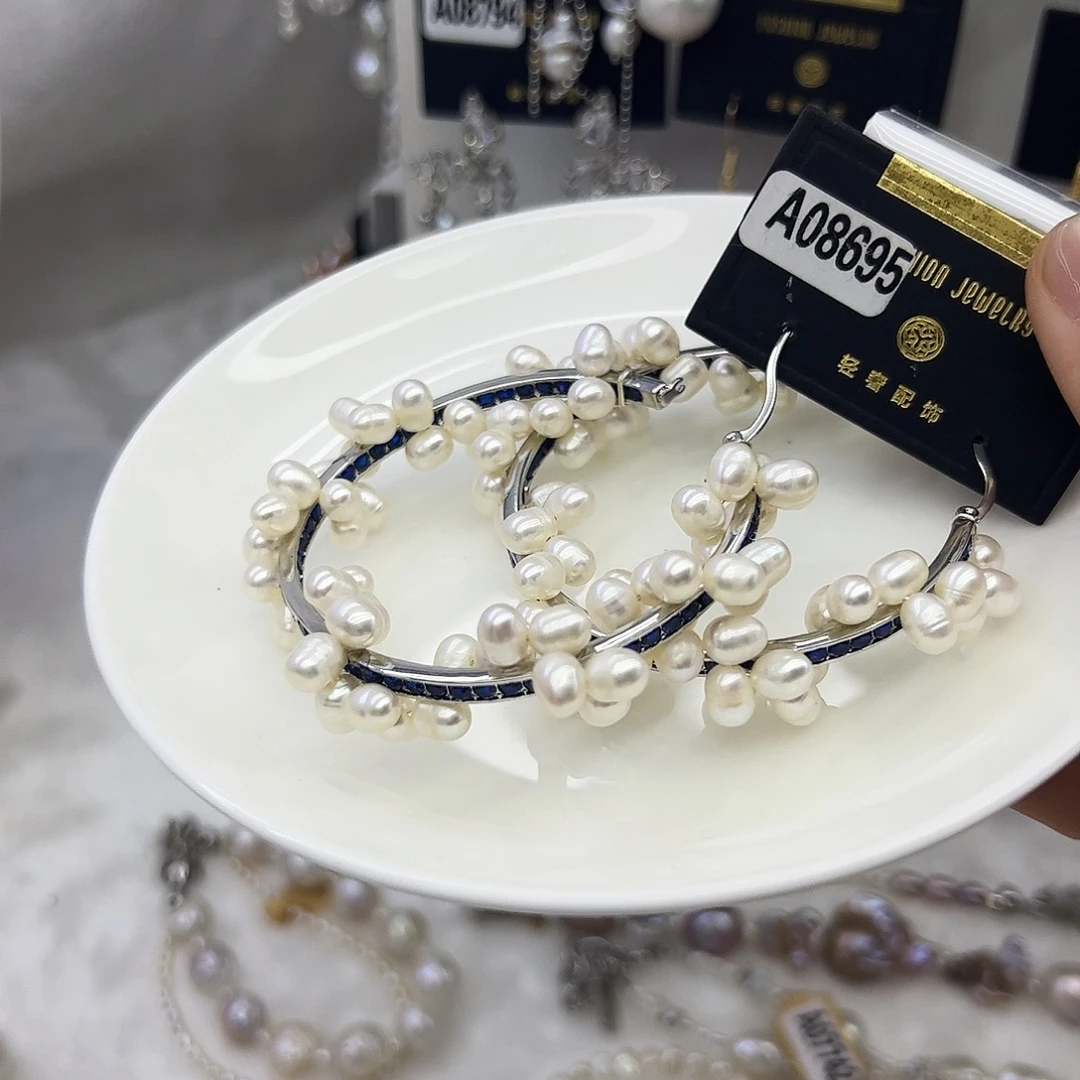 耳饰淡水珍珠银S925镶嵌