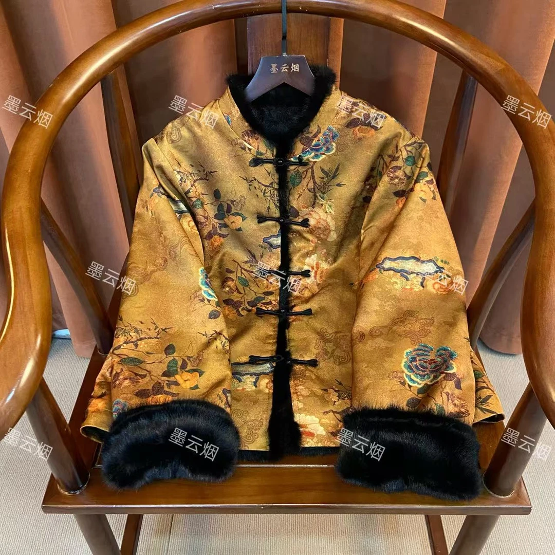 【后土】新中式双面穿提花印染刺绣系扣时尚潮流女装秋冬款138-703