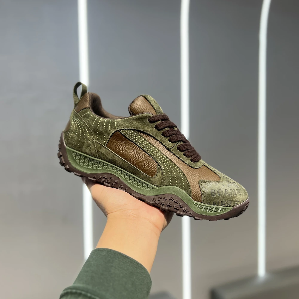 轻奢潮流休闲鞋时尚运动百搭软底软面舒适轻便圆头系带秋冬驾车鞋