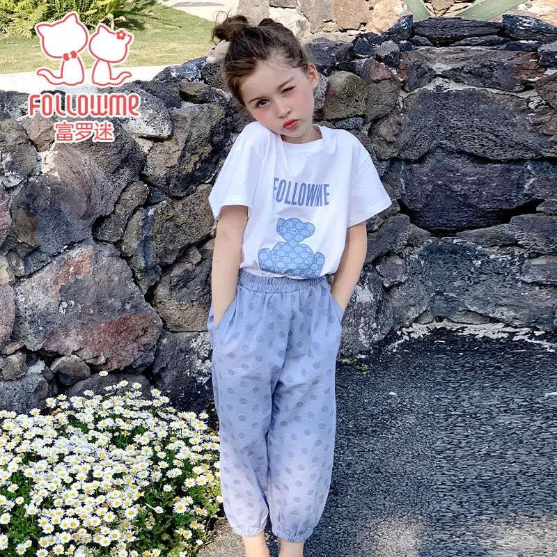 富罗迷印花女童套装-夏季宽松卡通束脚裤儿童两件套F3B8271T