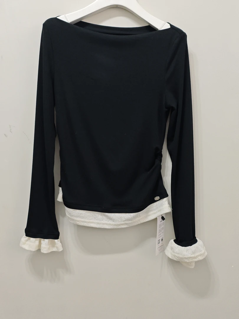 麦寻Txlbs15A蕾丝花边拼接长袖T