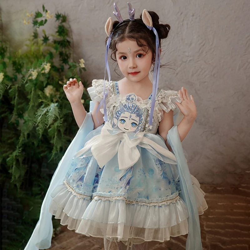 洛丽塔女童公主裙夏季2025新款敖丙独特绝美儿童礼服女宝宝连衣裙