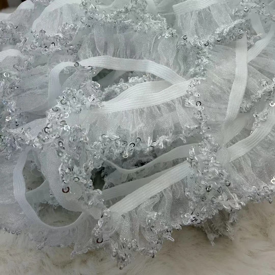 M27银色亮片木耳边