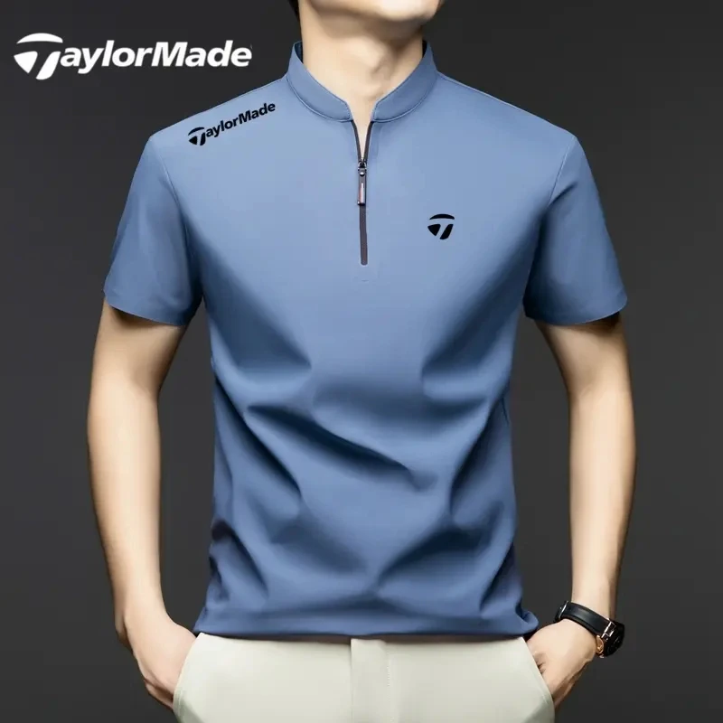 Taylormade泰勒梅高尔夫男装户外上衣夏季立领polo男短袖速干T恤