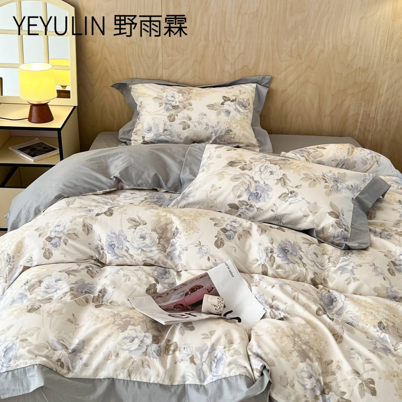 2025新款全棉复古法式四件套纯棉被套罩轻奢高级感南通床上用品