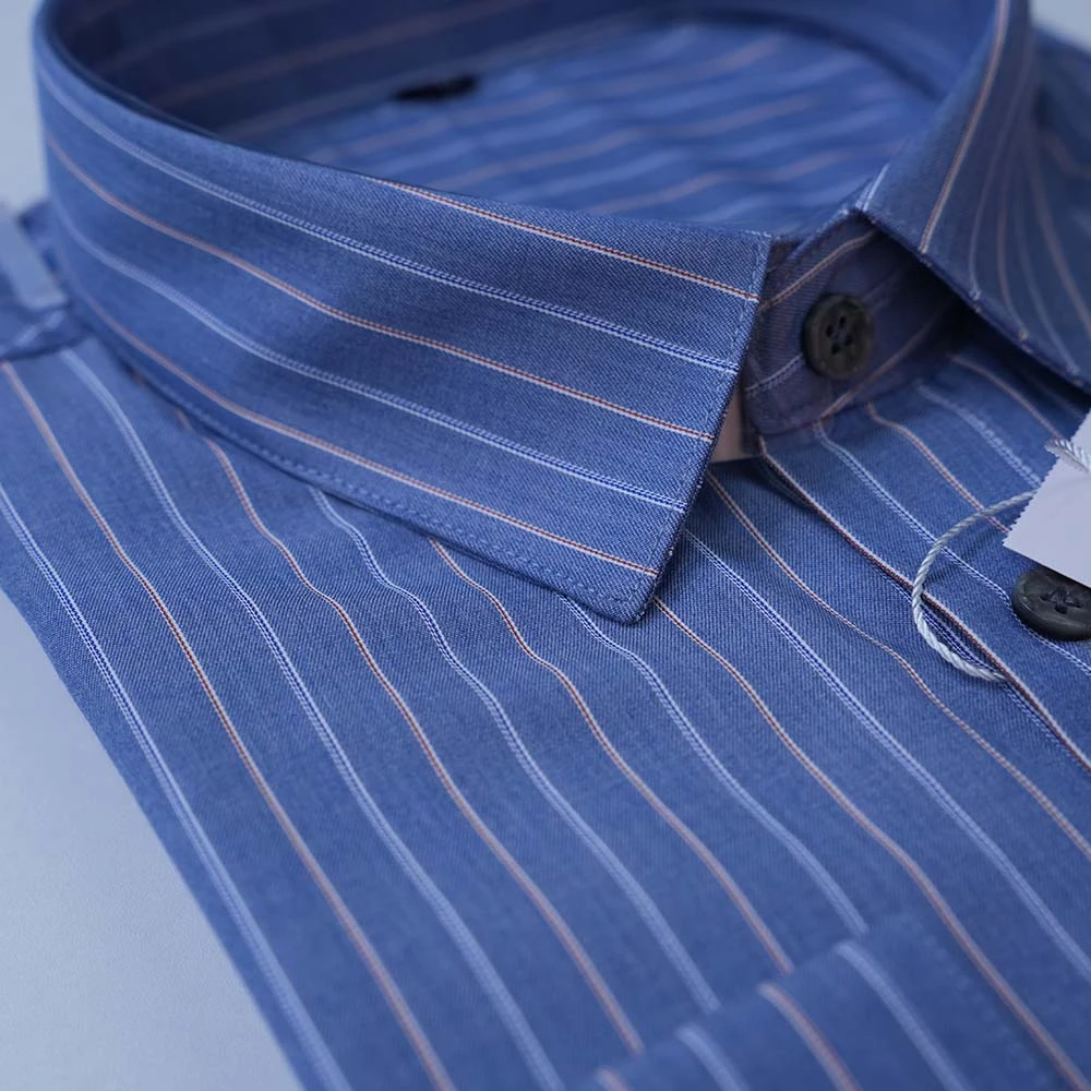 长袖CG0111蓝底橘条男士精品衬衫