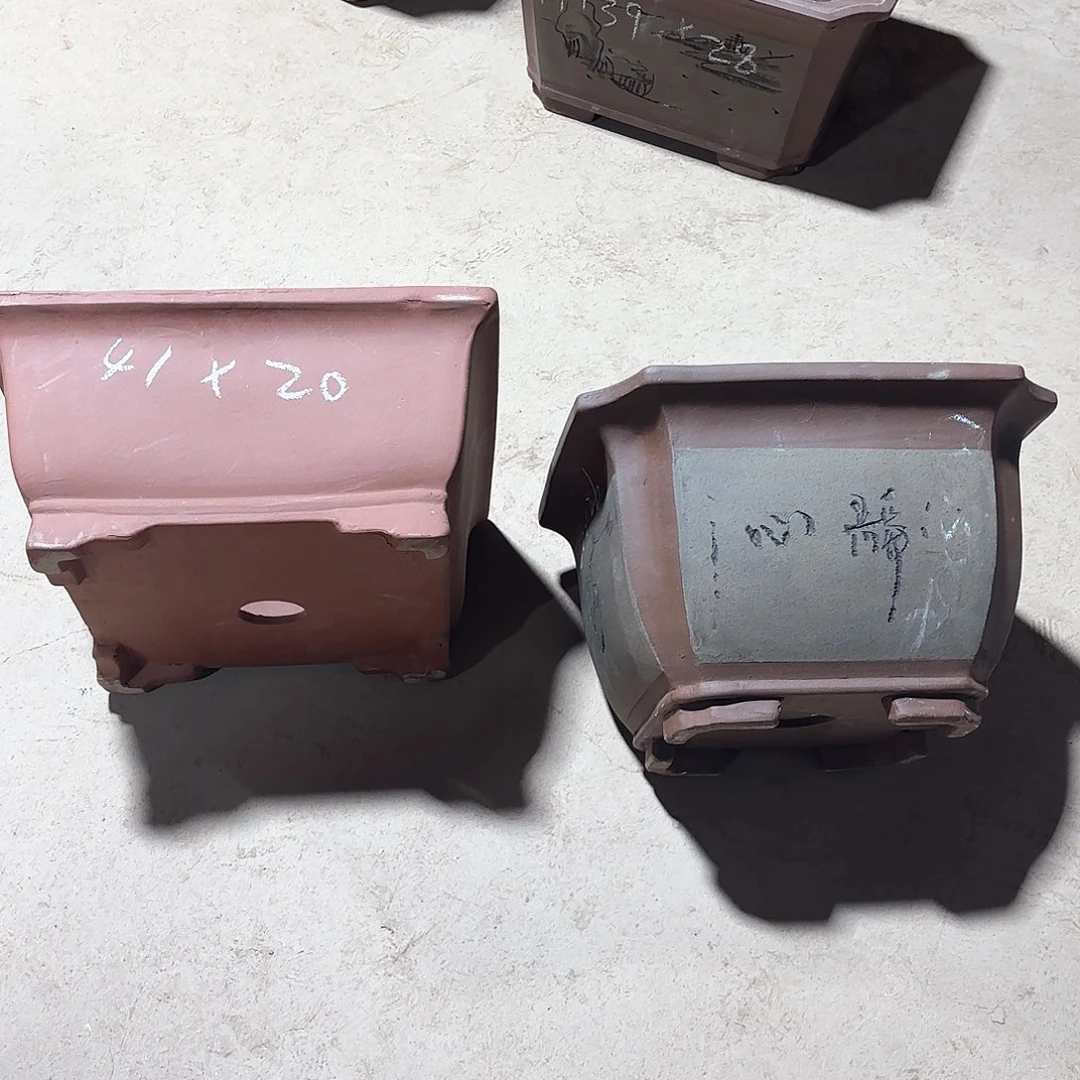 紫砂二件套四方小号红色切角四方小号灰色各二个