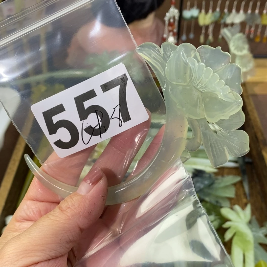 蛇纹石玉玉簪合金芬*