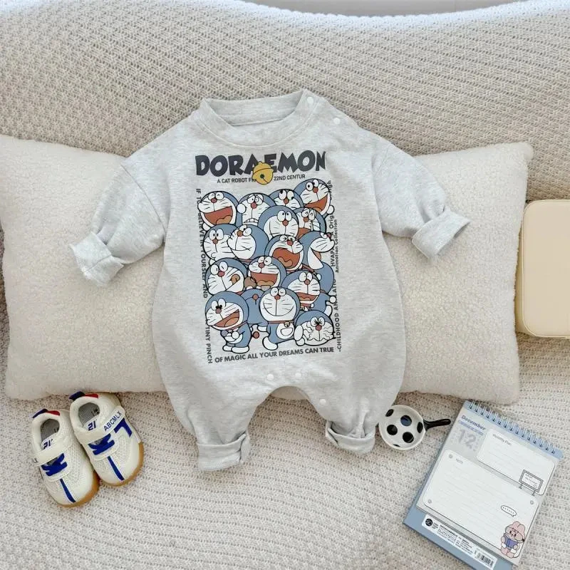 2025新款秋季婴儿哈衣春秋宝宝卡通爬服小月龄哆啦A梦连体衣0203