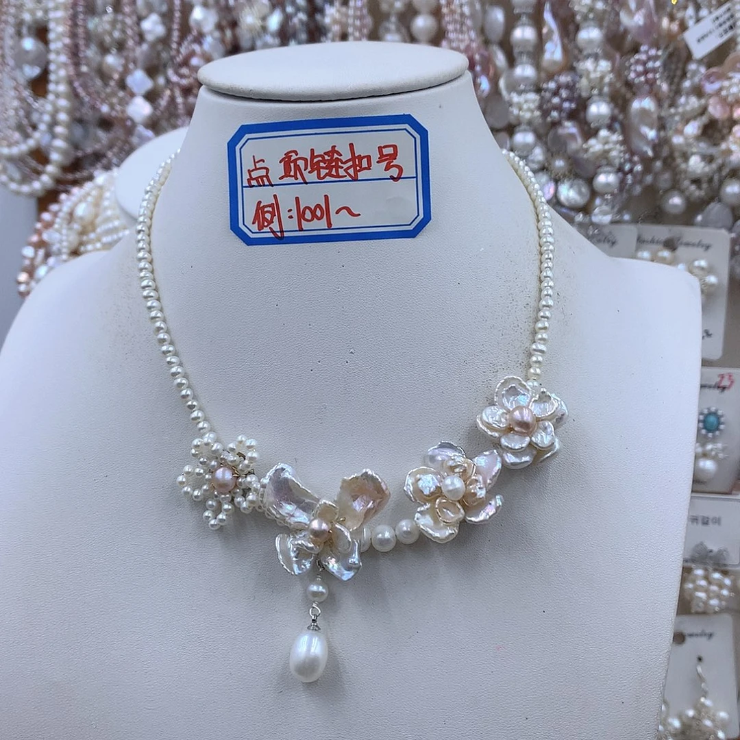 淡水珍珠项链耳饰银S925镶嵌
