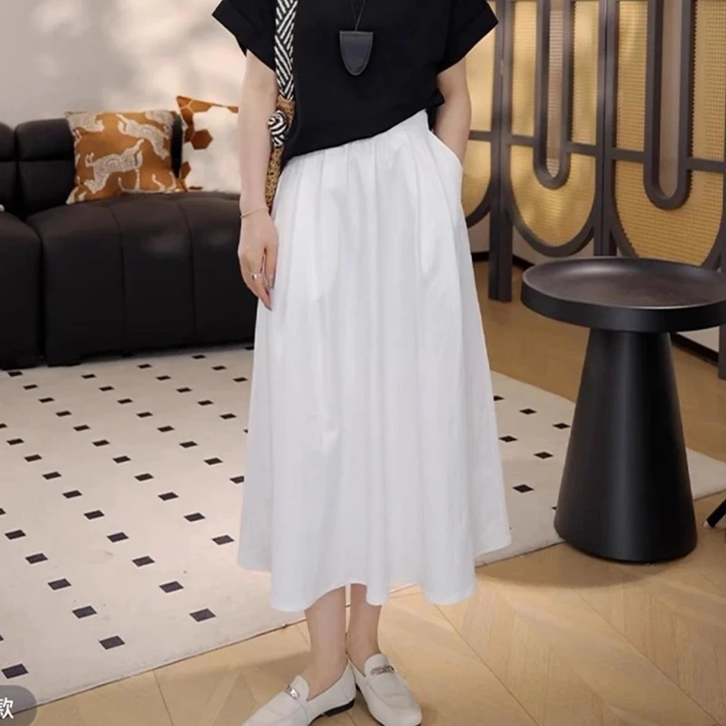 高端白色半身裙女夏季2025新款夏日绝美垂坠感中长款气质显瘦伞裙