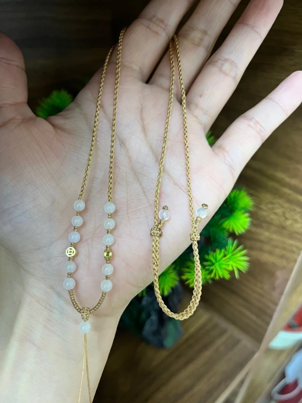 天然和田玉 吊坠绳 毛衣链长款挂绳 女款抽拉可调节小米珠手工