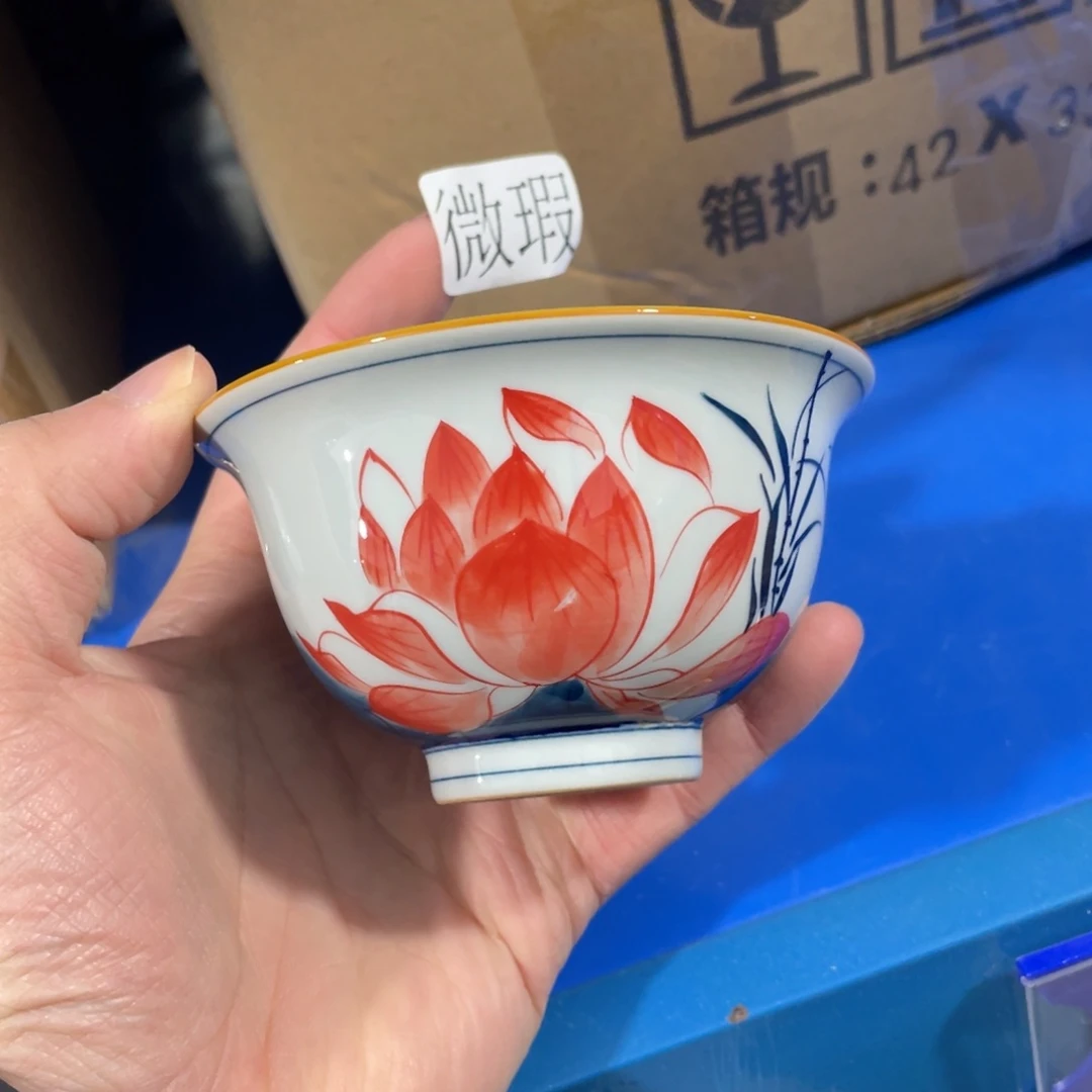 釉下手绘茶具微瑕