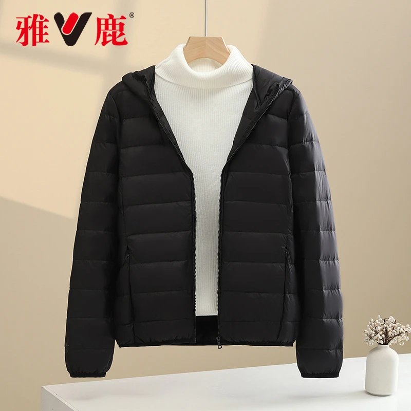 yaloo/雅鹿轻薄羽绒服女短款纯色时尚反季连帽外套YF501V00900