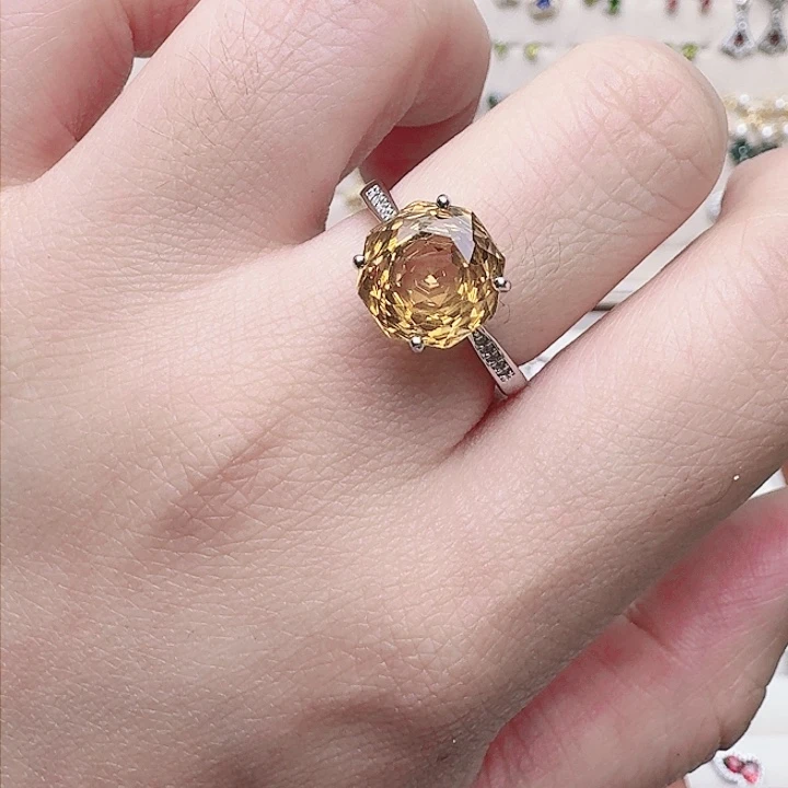 水晶戒指银S925镶嵌戒指