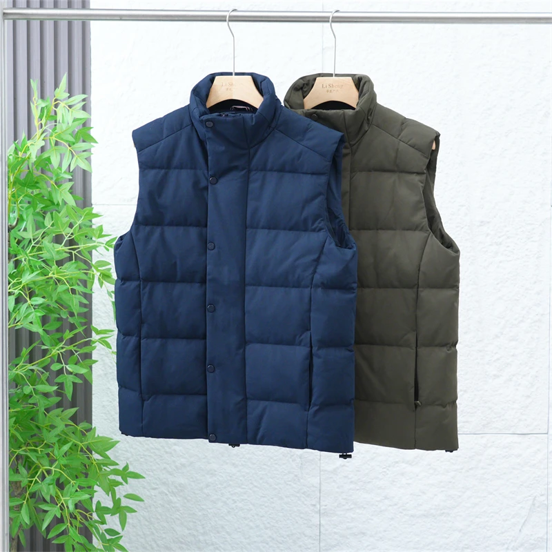 冬季男士厚款立领80鸭绒外套休闲百搭保暖防风羽绒马甲Z2008-542