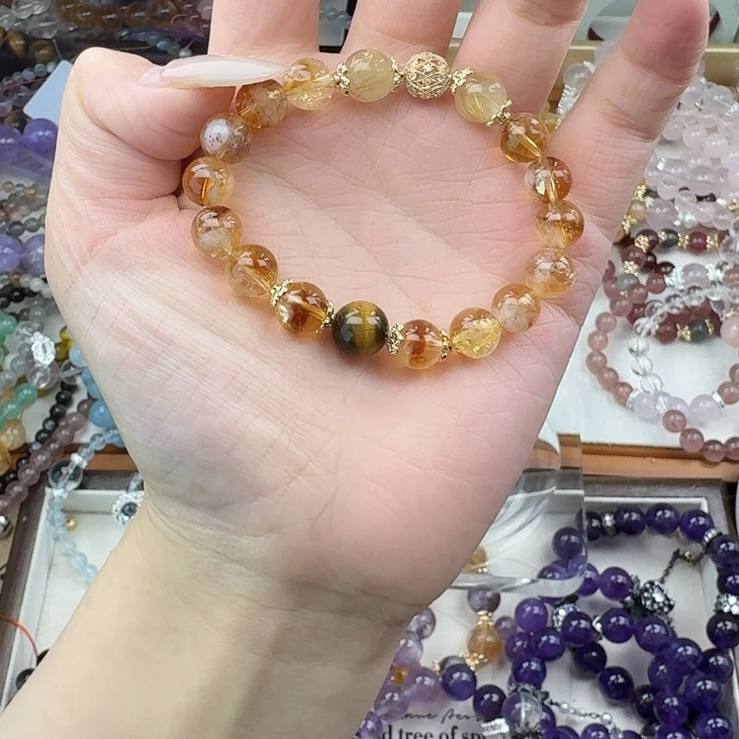 烟晶手链银S925镶嵌好