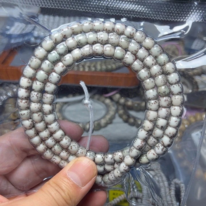 星月菩提手串河豚石玉料7×6老型大留白