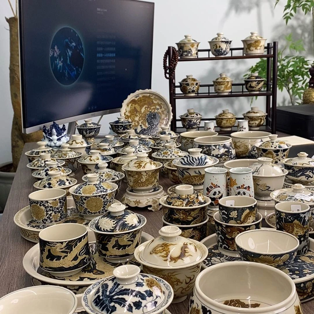 盖碗M***酒景德镇手工手绘茶具