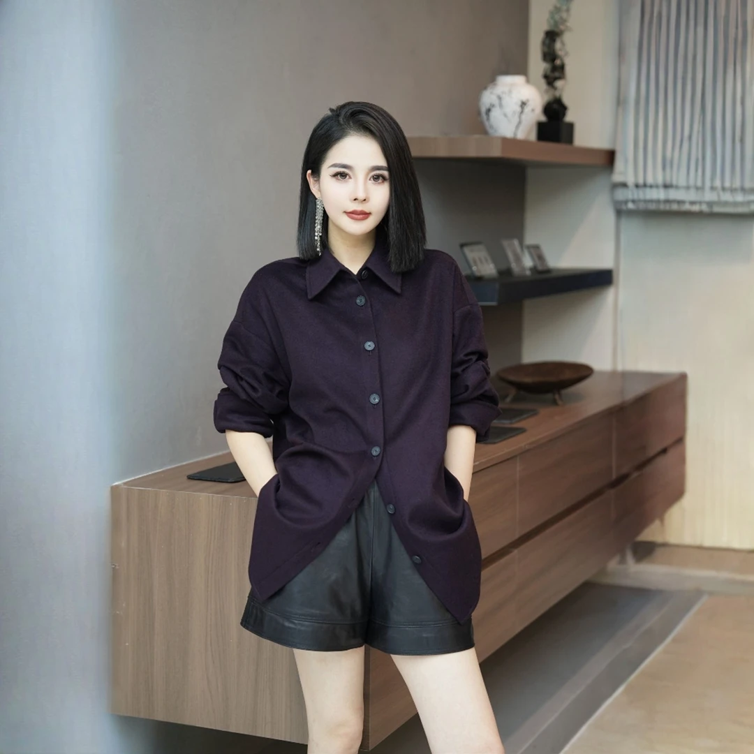 POPULARYW【夜阑蔷薇】Z·R上品屋 休闲设计感翻领单排扣长袖衬衫