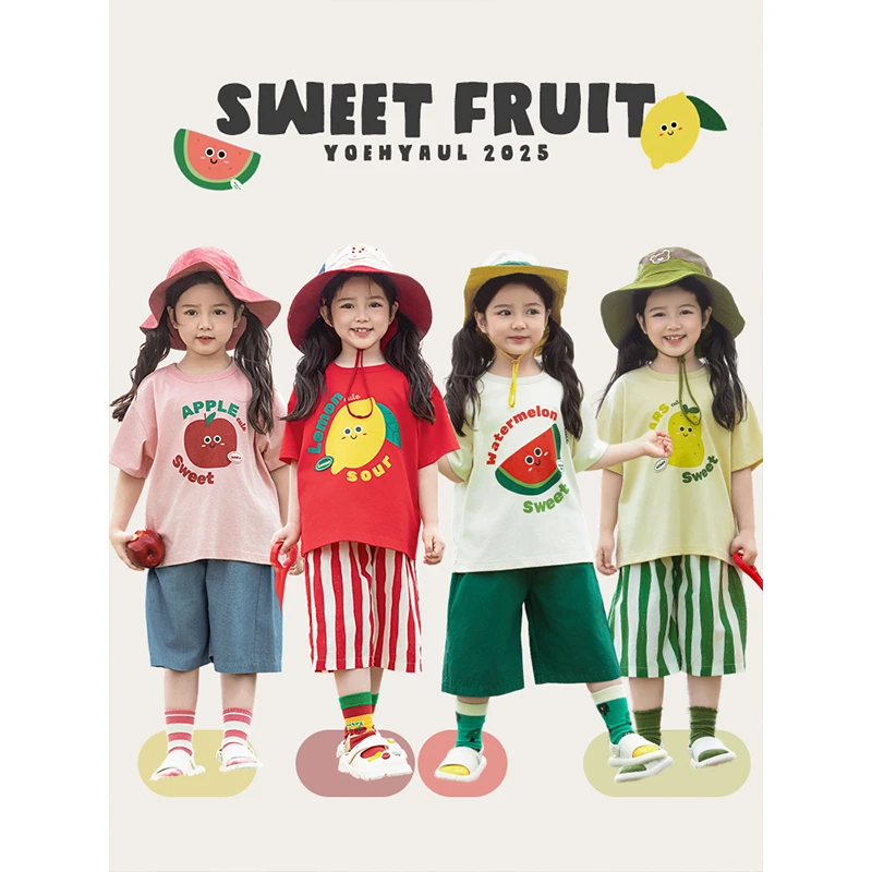 YOEHYAUL/幼悠幼悠【甜蜜果园】夏贰波女童四色水果印花T恤 GN5903