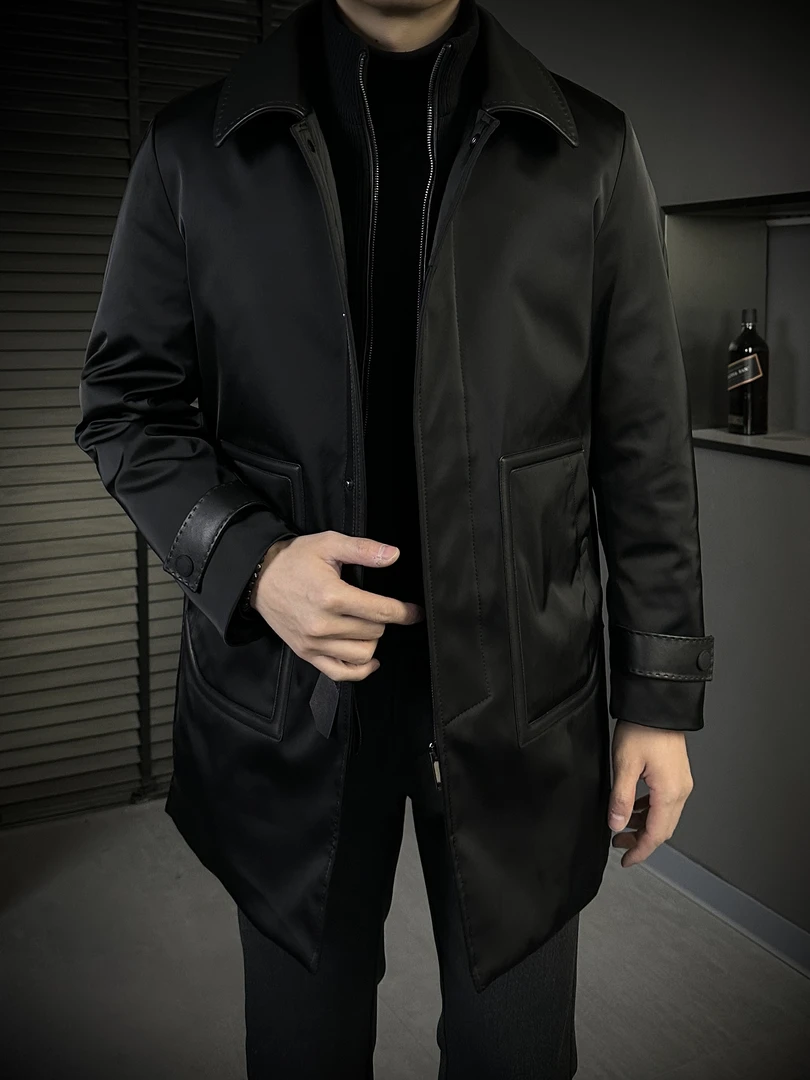 KING&GUCH【90鹅绒✚绵羊皮】秋冬新款可拆卸针织领翻领羽绒服25326