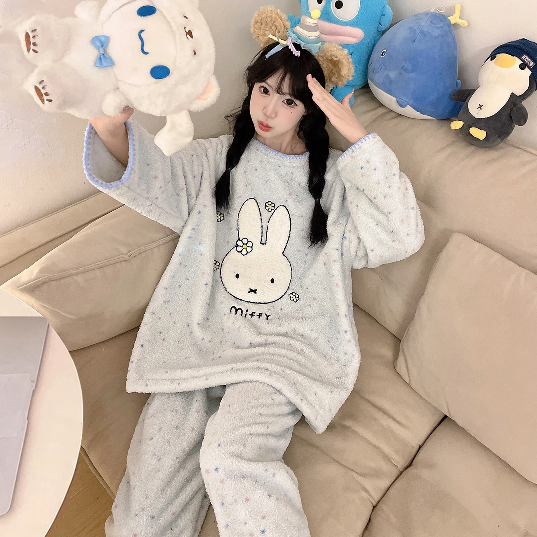 秋冬季睡衣女款爆款2025新款加厚加绒半边绒甜美珊瑚绒家居服套装