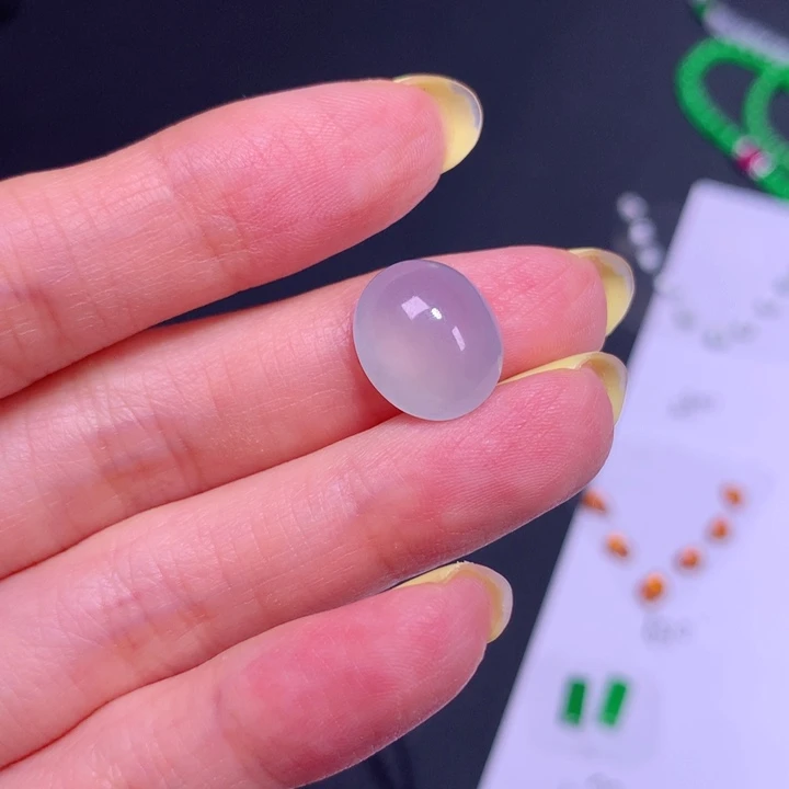 翡翠裸石冰紫蛋面