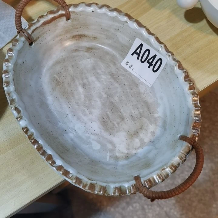 瓷片正品粗陶椭圆提绳一个