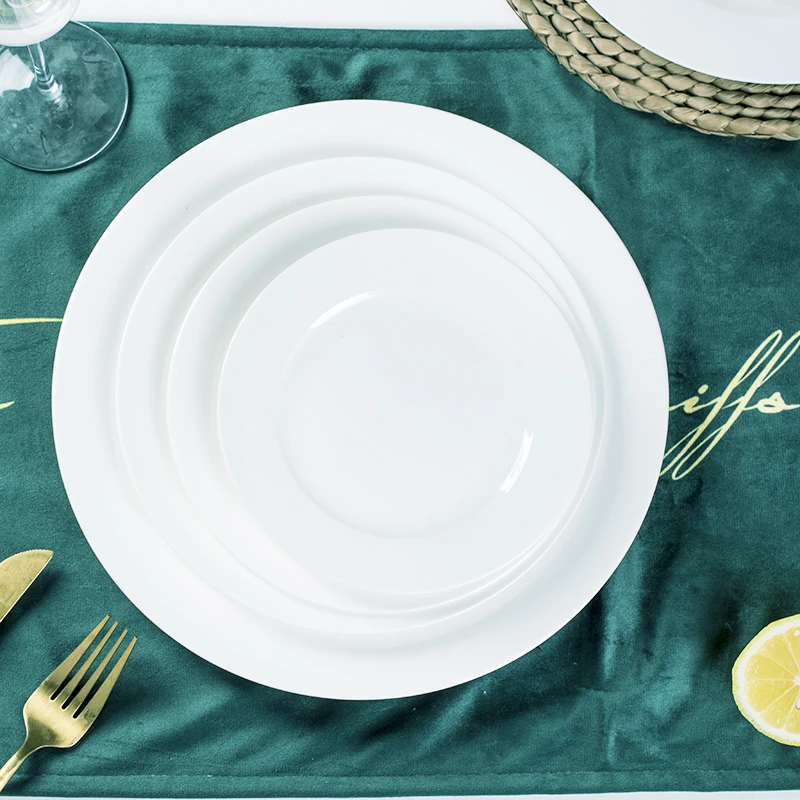 景酆纯白骨瓷浅盘家用冷菜碟景德镇陶瓷平盘早餐盘自助餐盘西餐盘