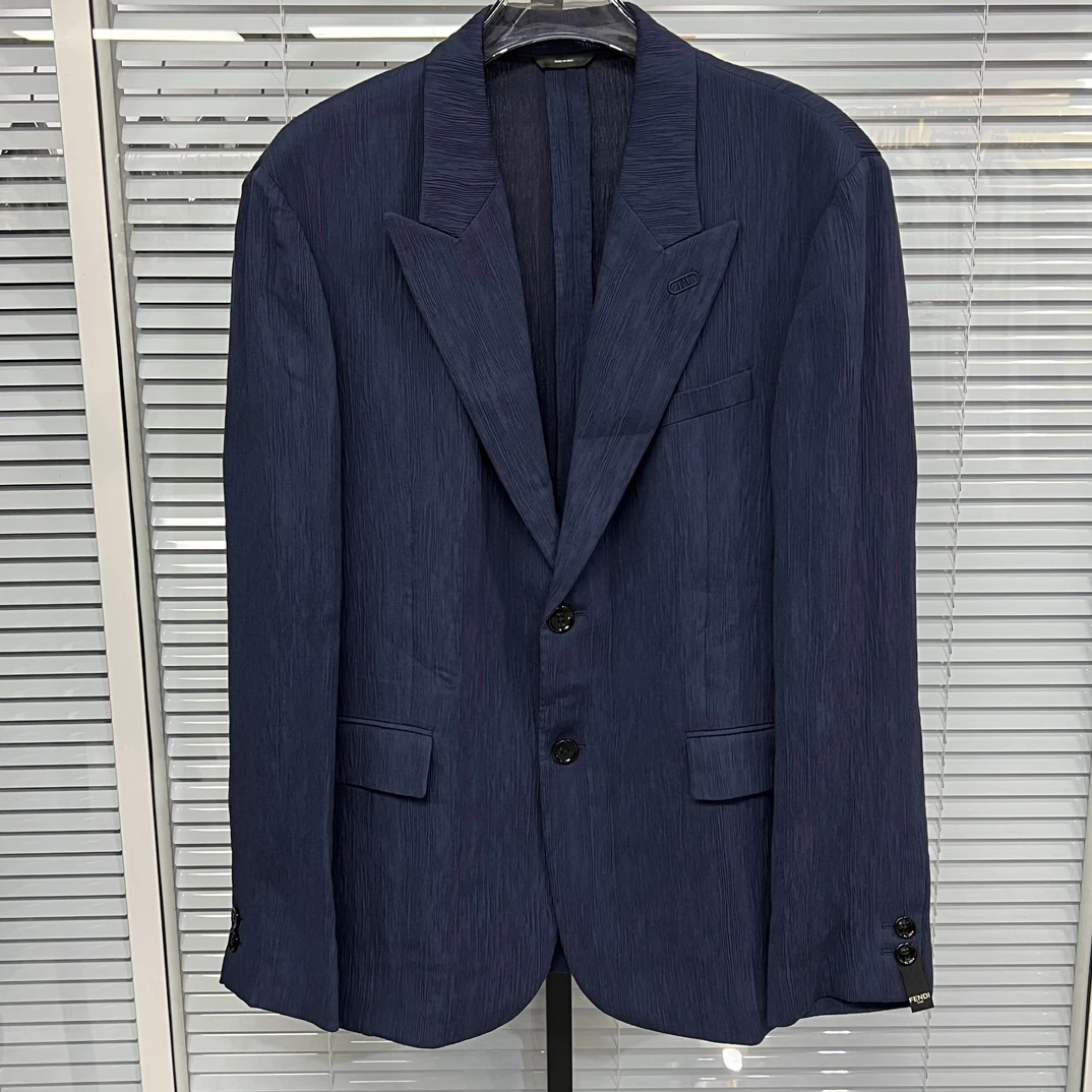全新未使用 FENDI/芬迪 男士深蓝色木纹单西外套  149313
