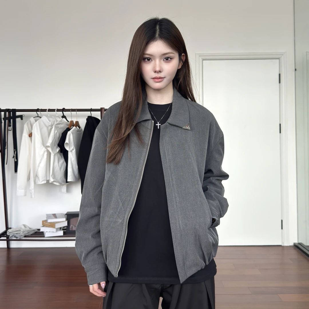 AHCN志存高远 TR混纺合页解构cleanfit翻领夹克Boxy短外套256006