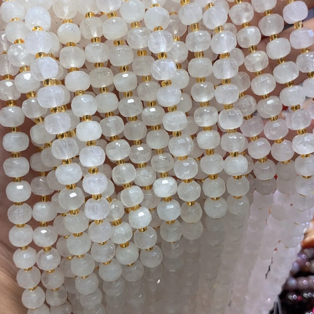 玛瑙/玉髓未镶嵌珠宝半成品天然雪花幽灵切面一条