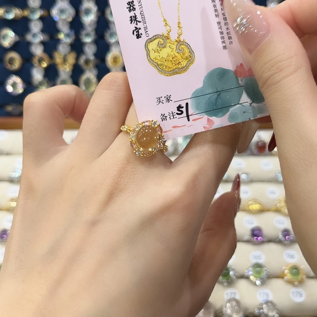 黄晶女款银S925镶嵌有****n戒指51