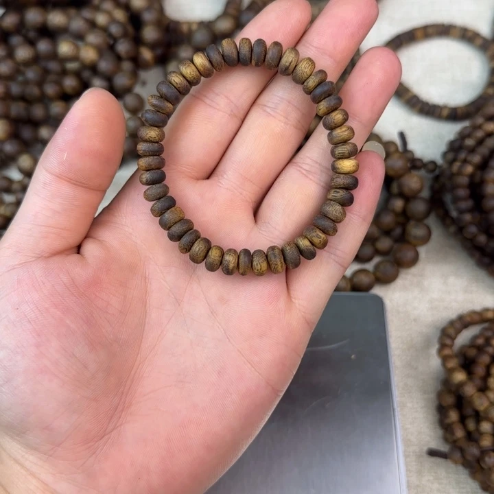沉香沉香碎屑➕金沙叶算盘珠单圈8mm