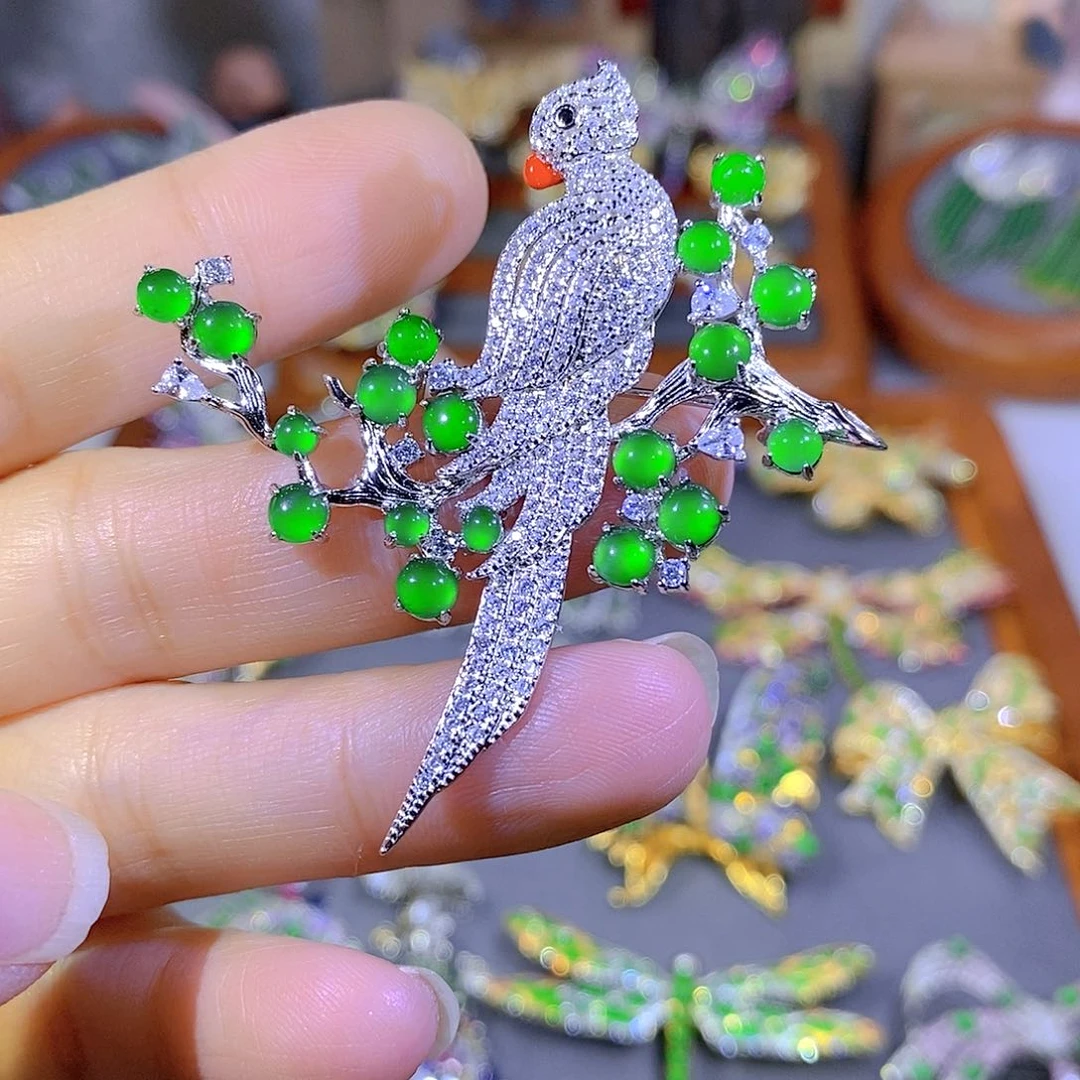 颈饰银S925镶嵌翡翠