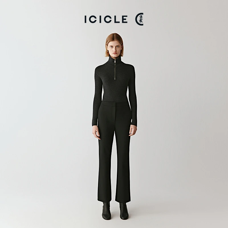【9.26上新】ICICLE之禾25早秋新品厚弹力羊毛罗马布喇叭裤0566