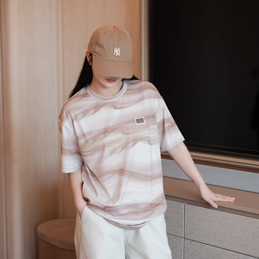 【CDG】2025夏季新款凉感迷彩水波纹男士短袖T恤透气休闲轻奢上衣