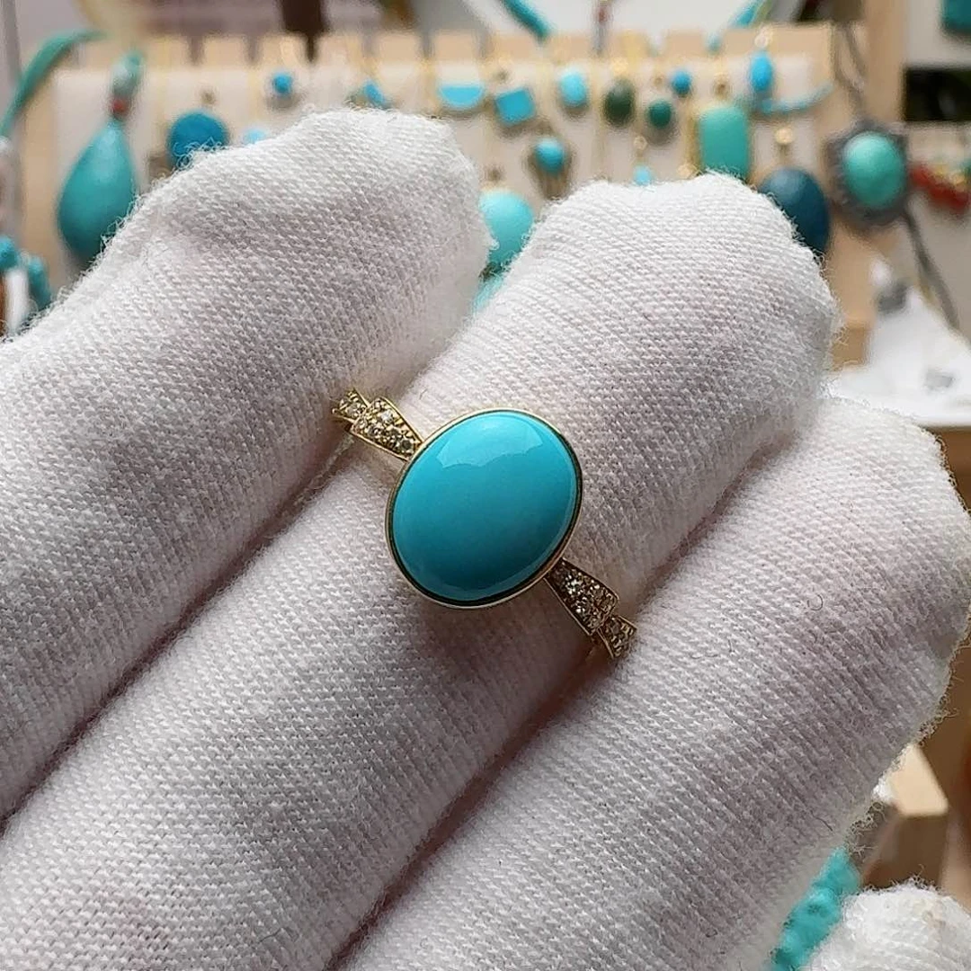 绿松石珠宝奇石18K金镶嵌