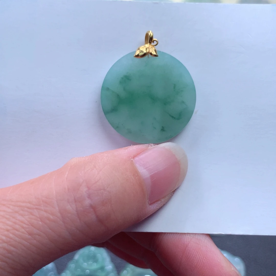 翡翠吊坠(不含链)18K金镶嵌