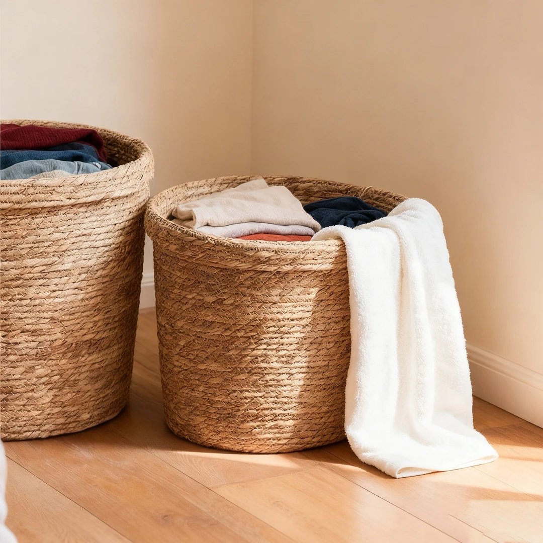 蒲草收纳筐玩具收纳筐脏衣服收纳筐家用收纳篮脏衣篓编织洗衣篮子