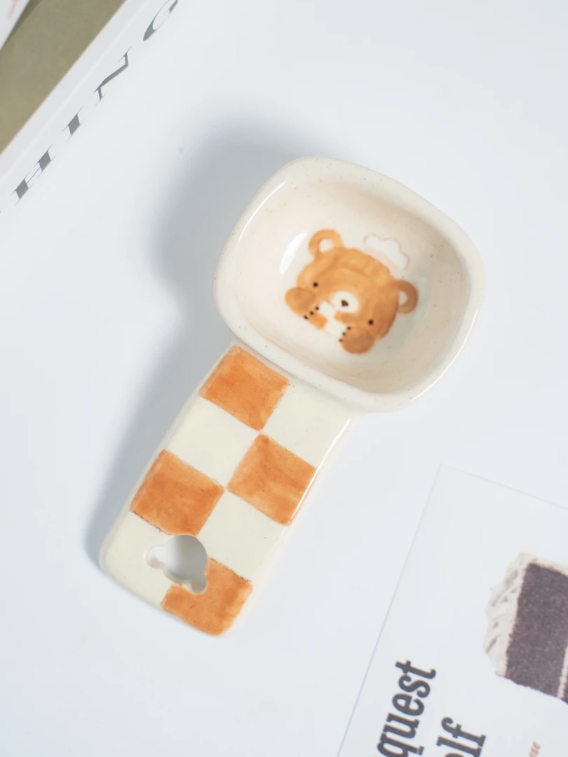 青戊 | 棋盘格小熊豆勺