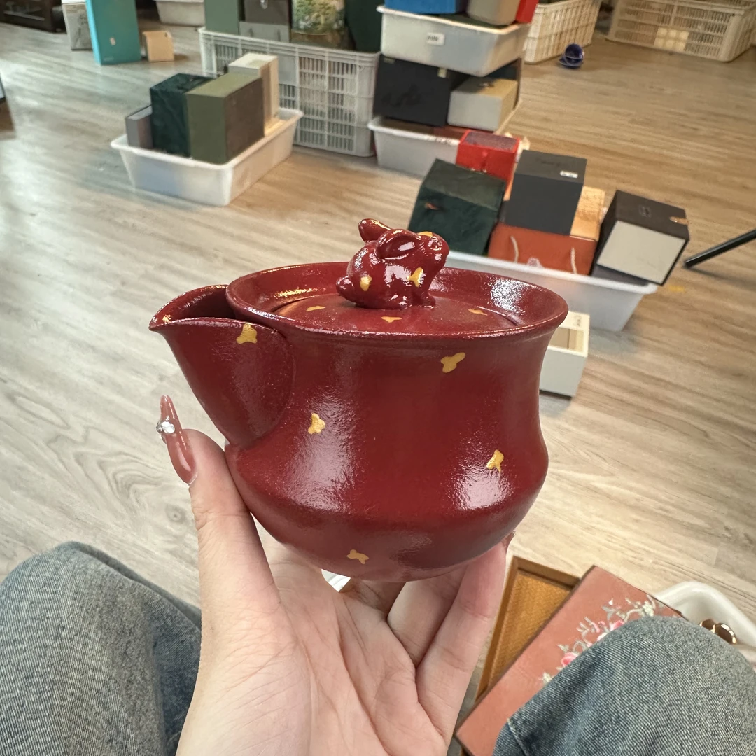 拿放斋洒金漆艺玉兔宝瓶手抓壶单壶 A11469