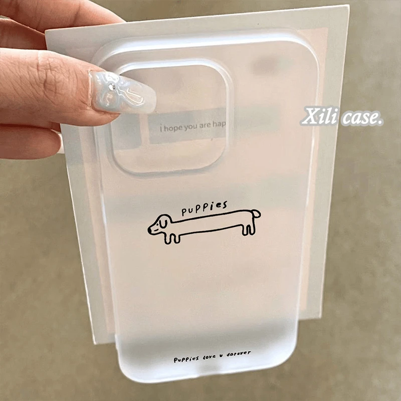 【惠子专属】韩系ins简约小狗适用苹果17pm手机壳新款透明磨砂软壳