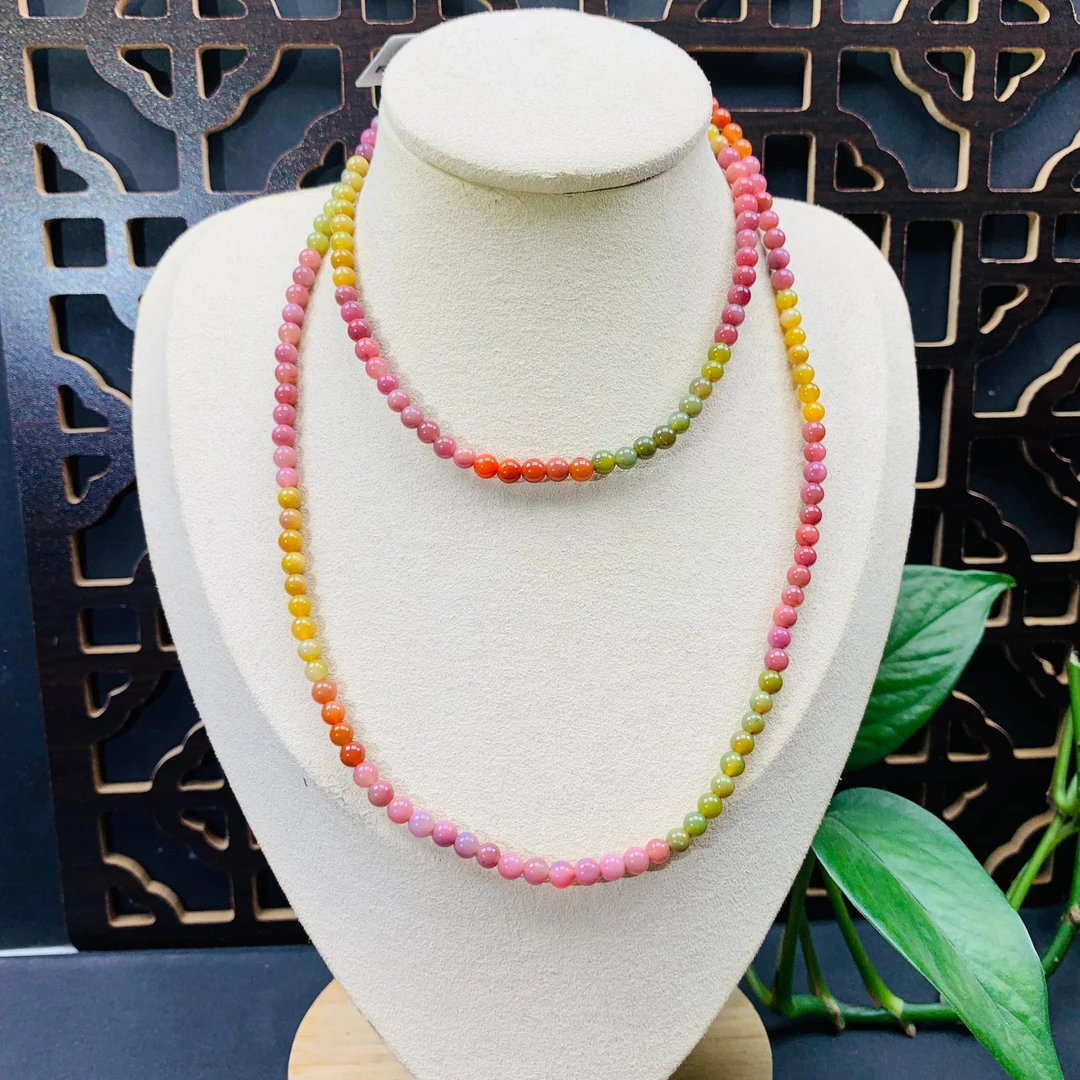 天然老矿原矿七彩盐源玛瑙糖果配色4mm+圆珠多圈手链项链